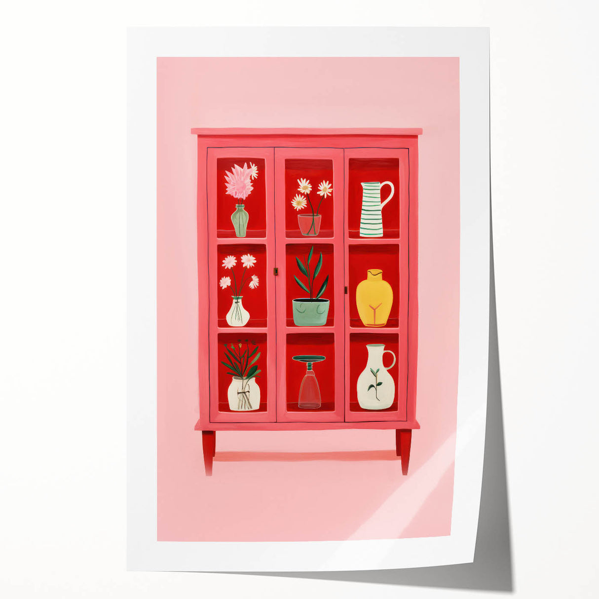 Electric Wall Art | Vibrant Floral Display Cabinet Modern Electric Art Canvas