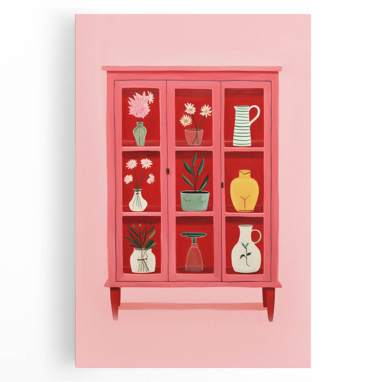 Electric Wall Art | Vibrant Floral Display Cabinet Modern Electric Art Canvas
