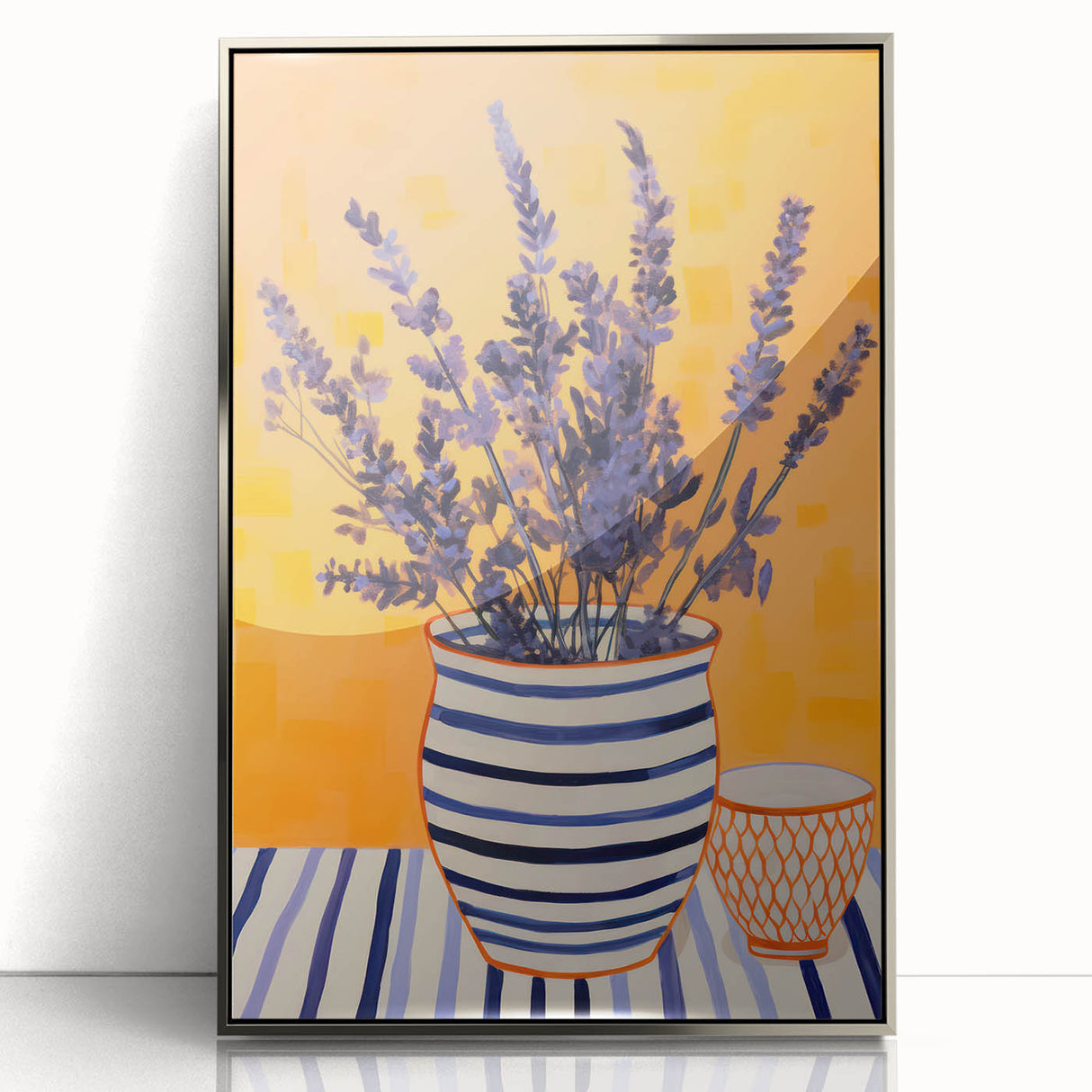 Electric Wall Art | Vibrant Lavender and Stripes Modern Electric Art Canvas