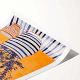 Electric Wall Art | Vibrant Lavender and Stripes Modern Electric Art Canvas