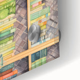 Electric Wall Art | Vibrant Bookshelf and Vases Modern Electric Art Canvas