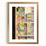 Electric Wall Art | Vibrant Bookshelf and Vases Modern Electric Art Canvas