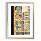 Electric Wall Art | Vibrant Bookshelf and Vases Modern Electric Art Canvas