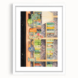 Electric Wall Art | Vibrant Bookshelf and Vases Modern Electric Art Canvas