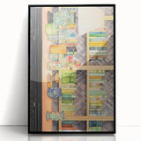 Electric Wall Art | Vibrant Bookshelf and Vases Modern Electric Art Canvas