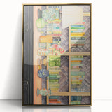 Electric Wall Art | Vibrant Bookshelf and Vases Modern Electric Art Canvas