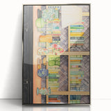 Electric Wall Art | Vibrant Bookshelf and Vases Modern Electric Art Canvas