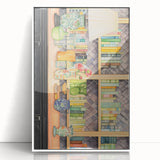 Electric Wall Art | Vibrant Bookshelf and Vases Modern Electric Art Canvas