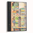 Electric Wall Art | Vibrant Bookshelf and Vases Modern Electric Art Canvas