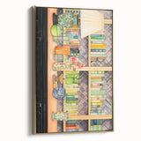 Electric Wall Art | Vibrant Bookshelf and Vases Modern Electric Art Canvas