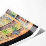 Electric Wall Art | Vibrant Bookshelf and Vases Modern Electric Art Canvas