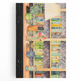 Electric Wall Art | Vibrant Bookshelf and Vases Modern Electric Art Canvas