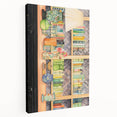 Electric Wall Art | Vibrant Bookshelf and Vases Modern Electric Art Canvas