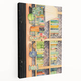 Electric Wall Art | Vibrant Bookshelf and Vases Modern Electric Art Canvas