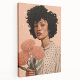 Electric Wall Art | Vibrant Floral Portrait Modern Electric Art Canvas