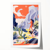 Electric Wall Art | Vibrant Surreal Desert Scene Modern Electric Art Canvas