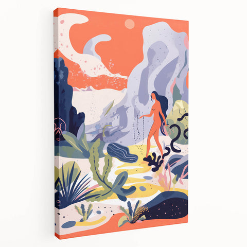 Electric Wall Art | Vibrant Surreal Desert Scene Modern Electric Art Canvas