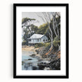 Electric Wall Art | Coastal Cabin Serenity in Nature - Electric Art Print