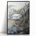 Electric Wall Art | Coastal Cabin Serenity in Nature - Electric Art Print