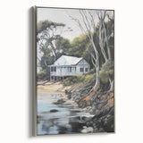 Electric Wall Art | Coastal Cabin Serenity in Nature - Electric Art Print