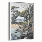 Electric Wall Art | Coastal Cabin Serenity in Nature - Electric Art Print