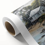 Electric Wall Art | Coastal Cabin Serenity in Nature - Electric Art Print