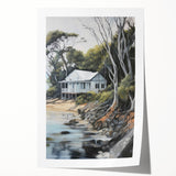 Electric Wall Art | Coastal Cabin Serenity in Nature - Electric Art Print