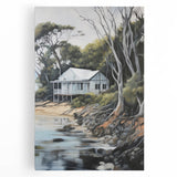 Electric Wall Art | Coastal Cabin Serenity in Nature - Electric Art Print