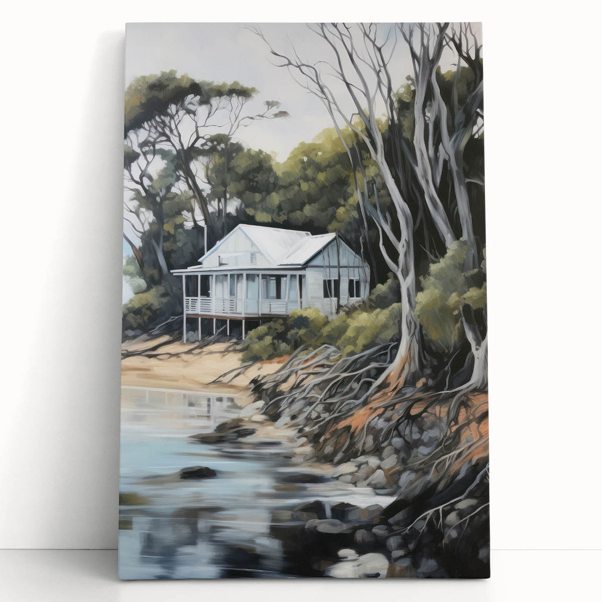 Electric Wall Art | Coastal Cabin Serenity in Nature - Electric Art Print