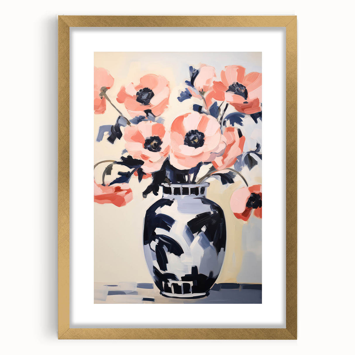 Electric Floral Wall Art: Bold Poppy Vase in Modern Electric Art Canvas