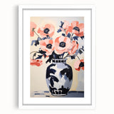 Electric Floral Wall Art: Bold Poppy Vase in Modern Electric Art Canvas