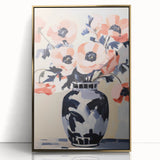 Electric Floral Wall Art: Bold Poppy Vase in Modern Electric Art Canvas