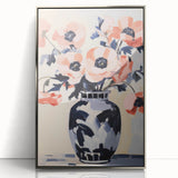 Electric Floral Wall Art: Bold Poppy Vase in Modern Electric Art Canvas