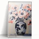 Electric Floral Wall Art: Bold Poppy Vase in Modern Electric Art Canvas