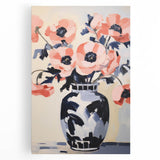 Electric Floral Wall Art: Bold Poppy Vase in Modern Electric Art Canvas