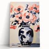 Electric Floral Wall Art: Bold Poppy Vase in Modern Electric Art Canvas