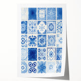 Electric Tile Wall Art: Blue Geometric Patterns in Modern Electric Decor