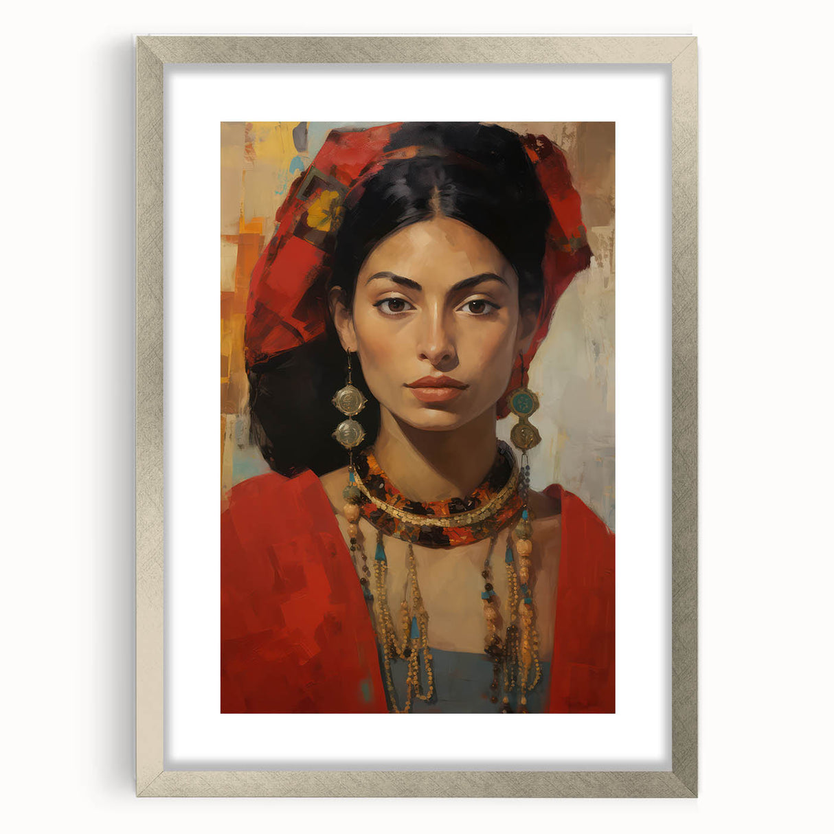 Electric Portrait Wall Art: Vibrant Woman in Bold Modern Decor