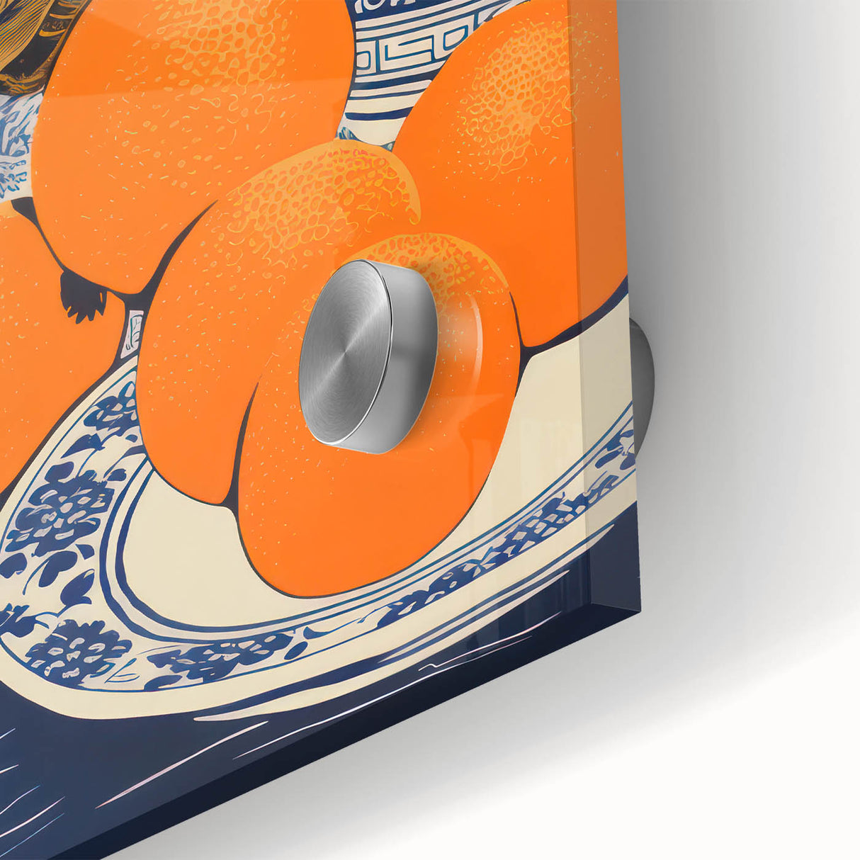 Electric Blue and Orange Citrus Canvas - Modern Electric Wall Decor