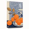 Electric Blue and Orange Citrus Canvas - Modern Electric Wall Decor