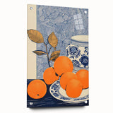 Electric Blue and Orange Citrus Canvas - Modern Electric Wall Decor