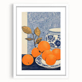 Electric Blue and Orange Citrus Canvas - Modern Electric Wall Decor