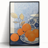 Electric Blue and Orange Citrus Canvas - Modern Electric Wall Decor