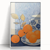 Electric Blue and Orange Citrus Canvas - Modern Electric Wall Decor
