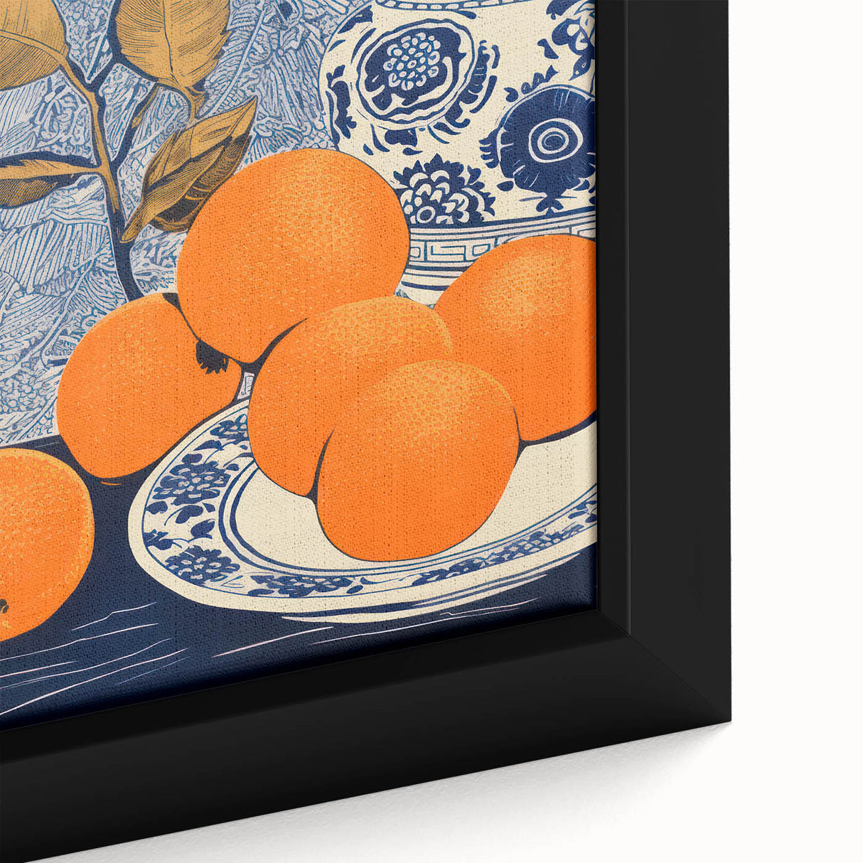 Electric Blue and Orange Citrus Canvas - Modern Electric Wall Decor