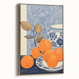 Electric Blue and Orange Citrus Canvas - Modern Electric Wall Decor