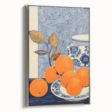 Electric Blue and Orange Citrus Canvas - Modern Electric Wall Decor