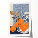 Electric Blue and Orange Citrus Canvas - Modern Electric Wall Decor