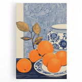Electric Blue and Orange Citrus Canvas - Modern Electric Wall Decor