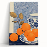 Electric Blue and Orange Citrus Canvas - Modern Electric Wall Decor